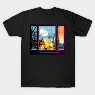 Lofi Halloween Autumn Window View T-Shirt T-Shirt